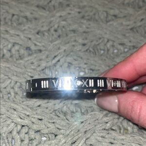 Silver Roman Numeral Bangle Bracelet